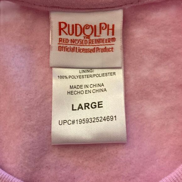 NWT Rudolph, the red nose, reindeer, girls, pink light up sweatshirt S/L - Picture 5 of 5